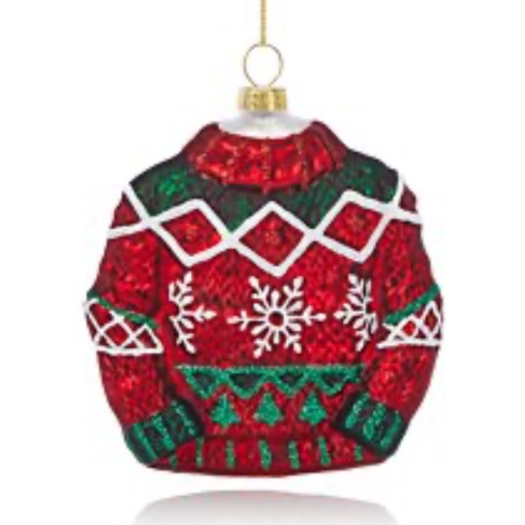 Bloomingdale's Other - *NEW* BLOOMINGDALES RED CHRISTMAS SWEATER GLASS ORNAMENT